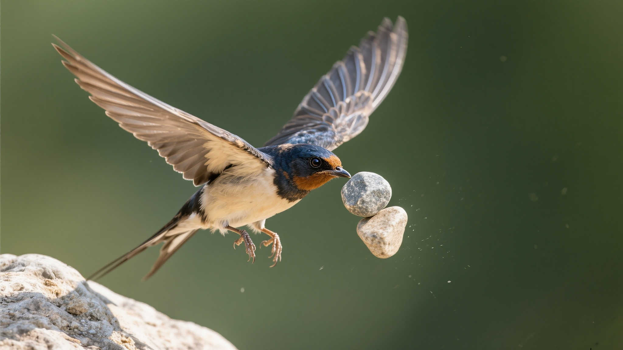 天赋异禀！小鸟两月速成“空中接石”惊人技能